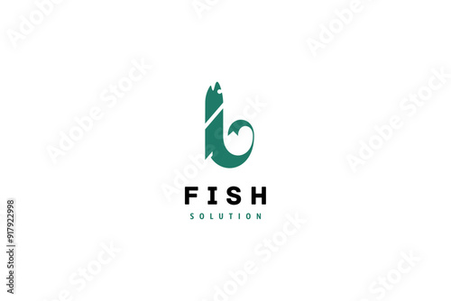 Template logo design solution with simple fish image
