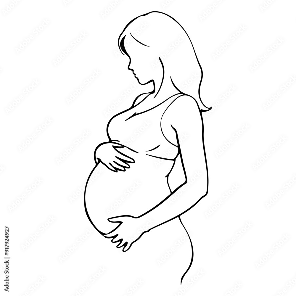 Pregnancy Woman Silhouette Line Art Drawing. Style Template with Pregnant Female Silhouette. Mother` s Day Card Trendy Minimal Vector Illustration. Female Profile for Beauty, Fashion, Health Design Pregnancy Woman Silhouette Line Art Drawing. Style Template with Pregnant Female Silhouette. Mother` s Day Card Trendy Minimal Vector Illustration. Female Profile for Beauty, Fashion, Health Design