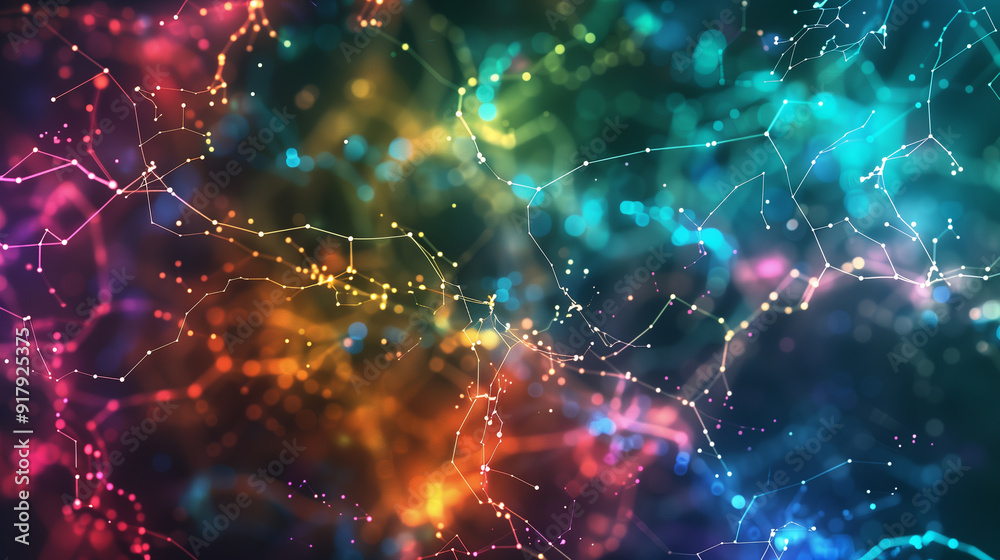 Obraz premium artificial intelligence neural network, with interconnected nodes and neural pathways glowing in bright colors against a dark, futuristic AI technology backdrop, wallpaper 