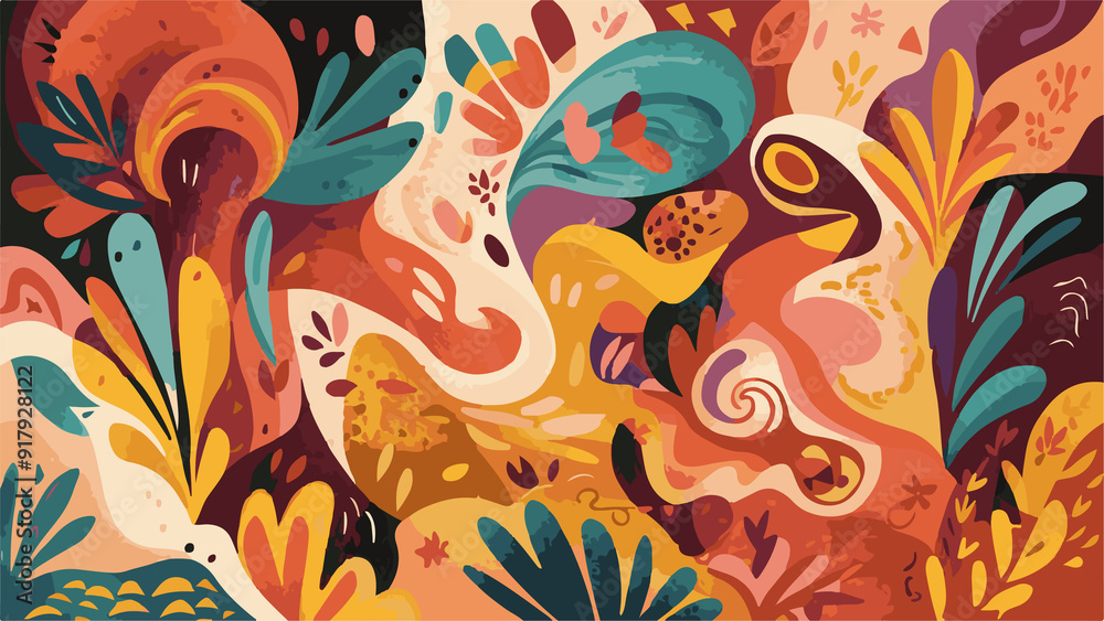 Fototapeta premium Abstract floral colorful background in boho style