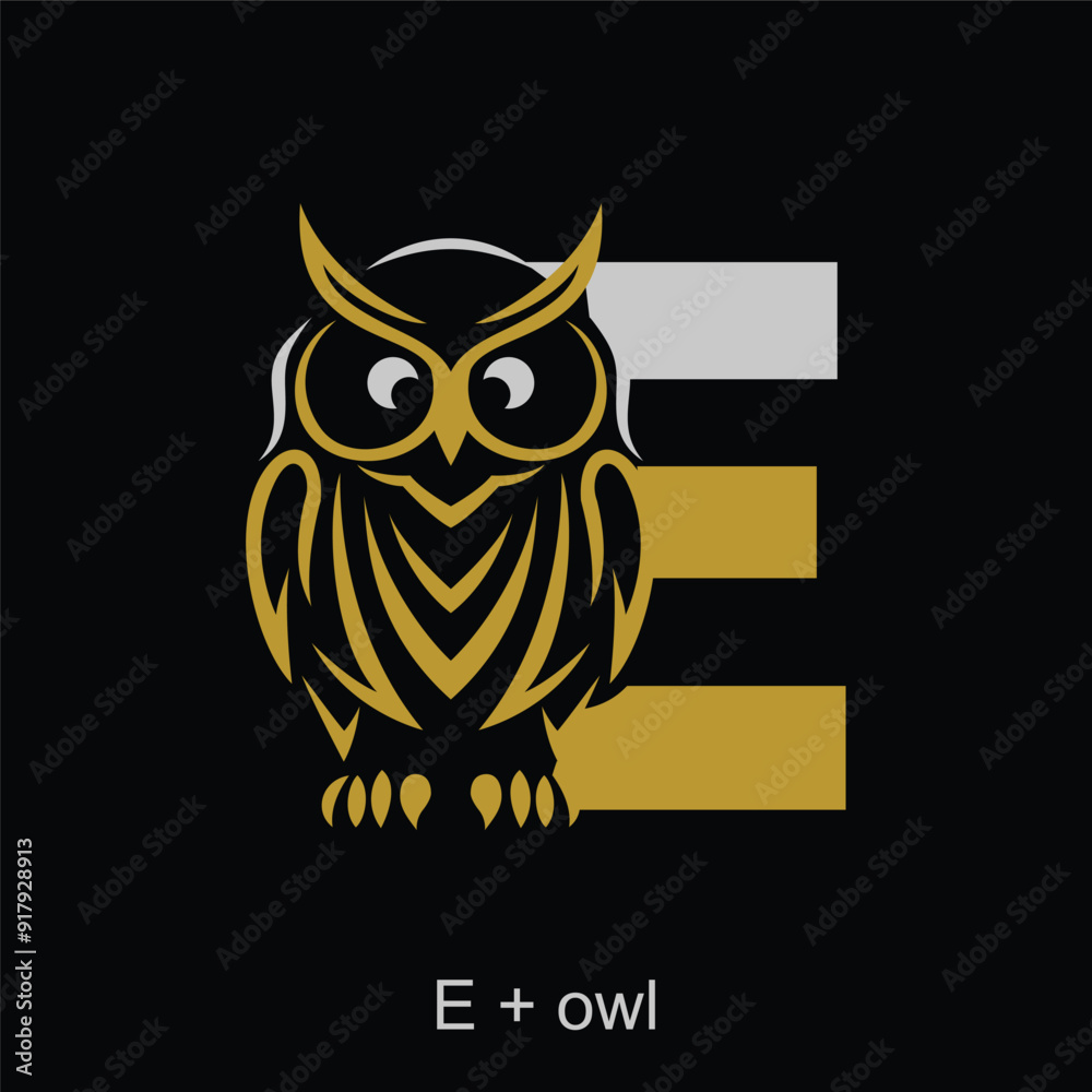 Fototapeta premium Owl and capital letter concept for initial logo or brand name, suitable for animal mascot, education, symbol and others.