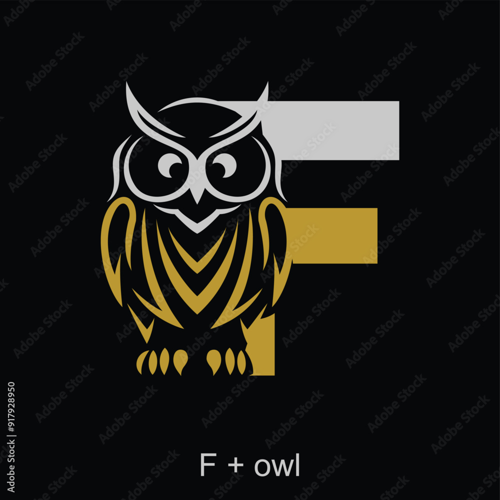 Fototapeta premium Owl and capital letter concept for initial logo or brand name, suitable for animal mascot, education, symbol and others.