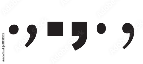 Comma and Semicolon Signs Isolated on White Background.Vector Illustration.