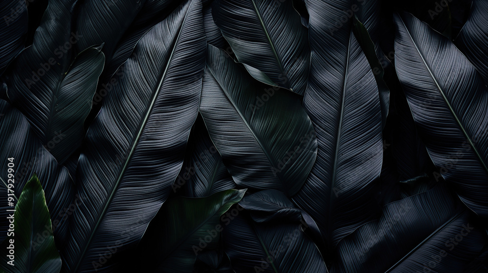 Texture of tropical leaves in dark shades Texture of tropical leaves in dark shades