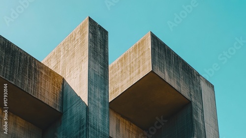 Modern architectural symmetry clear blue sky