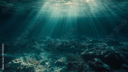 Sunlight Beams Through the Ocean Depths