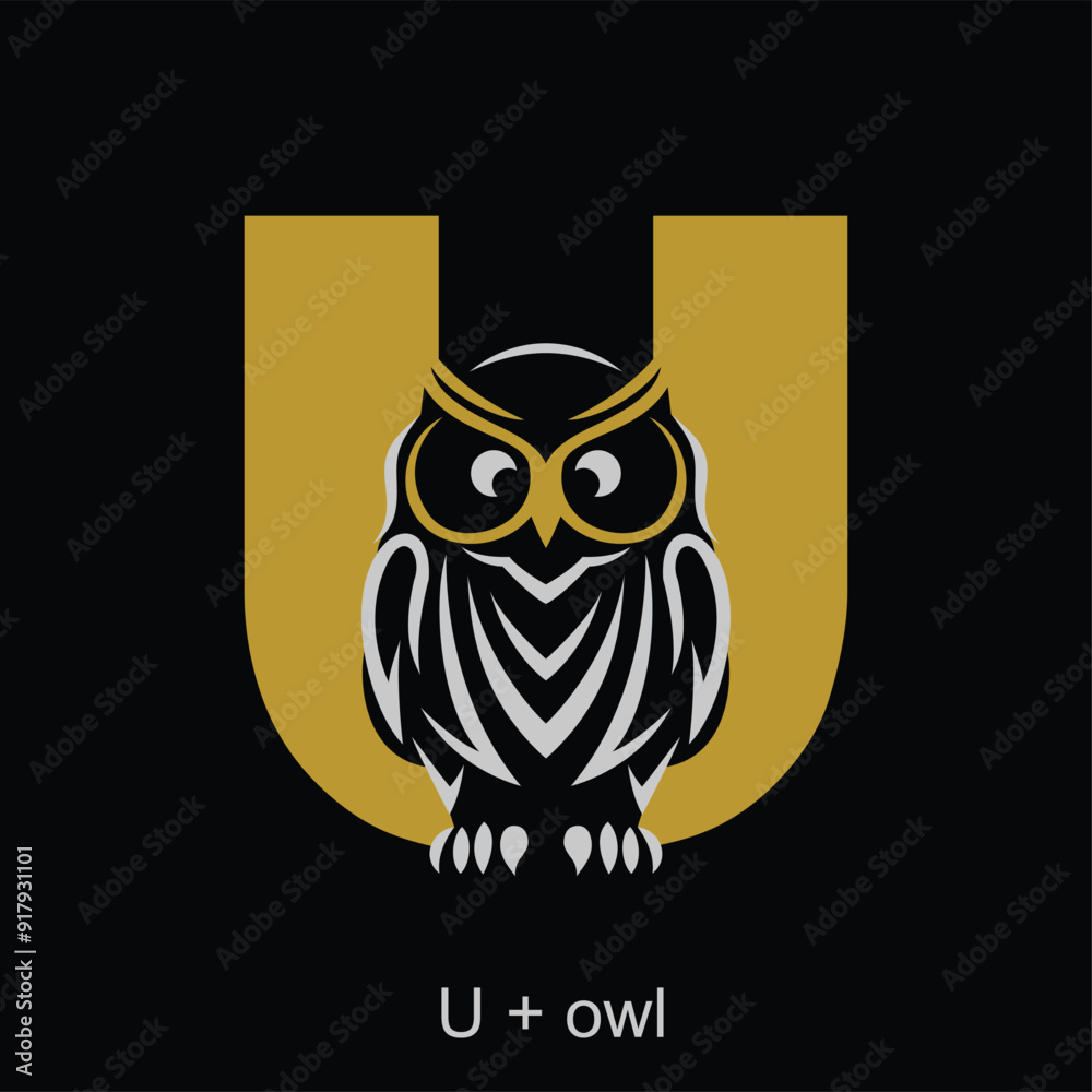 Owl and capital letter concept for initial logo or brand name, suitable for animal mascot, education, symbol and others.