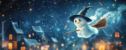 A whimsical ghost wearing a...