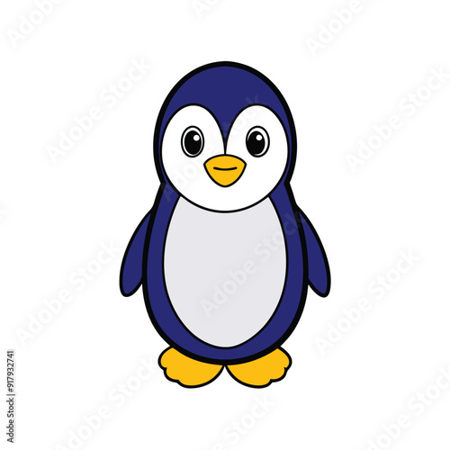 Cute penguin cartoon icon vector illustration on a white background.