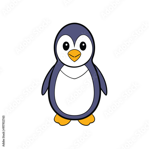 Cute penguin cartoon icon vector illustration on a white background.