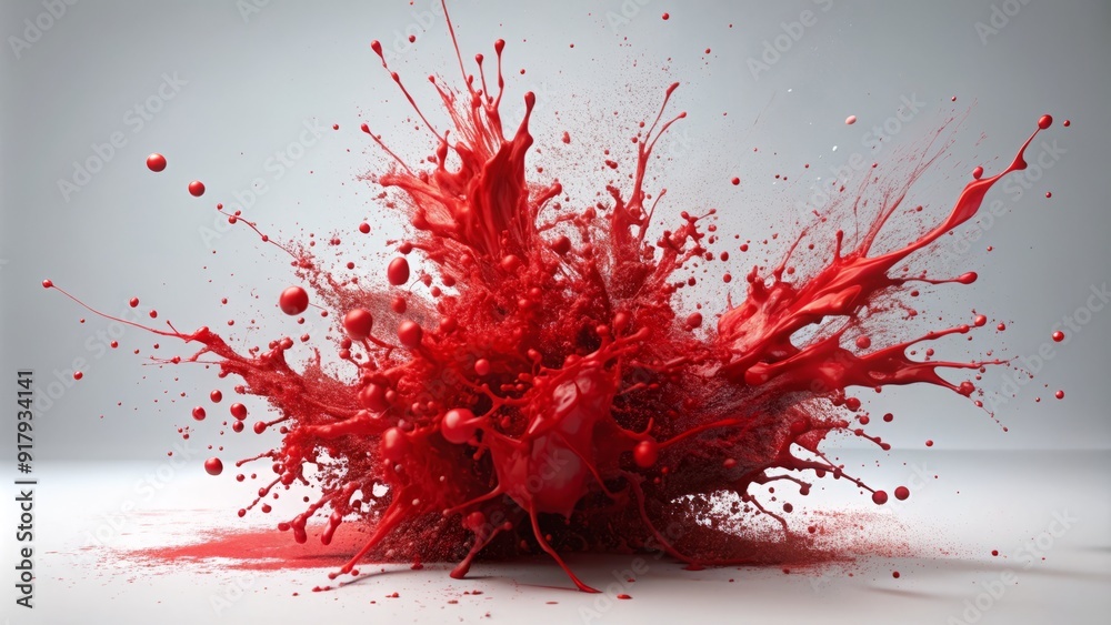 Vibrant red paint splatter erupts against a clean white background, creating a bold, dynamic, and high-energy visual effect perfect for creative or artistic projects. Vibrant red paint splatter erupts against a clean white background, creating a bold, dynamic, and high-energy visual effect perfect for creative or artistic projects.