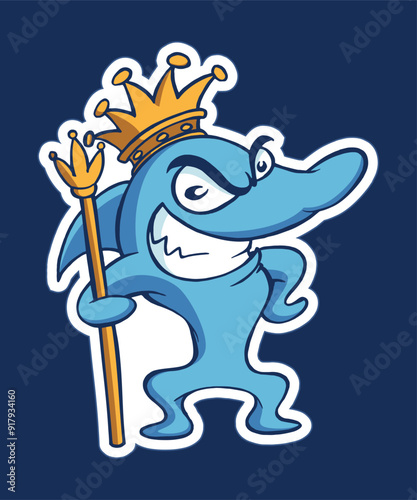 King Shark Cartoon Design Sticker