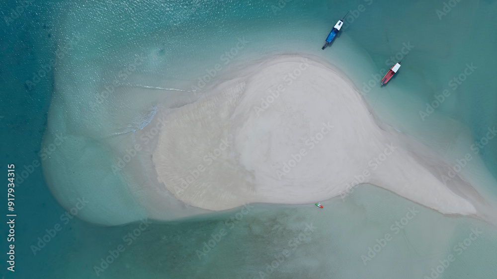 Fototapeta premium The tropical Summer with Sand bank while relaxing on vacation as white sand beach in the lagoon background