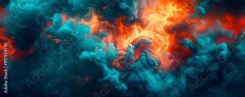 Fire and smoke abstract background. 3d rendering, 3d illustration.