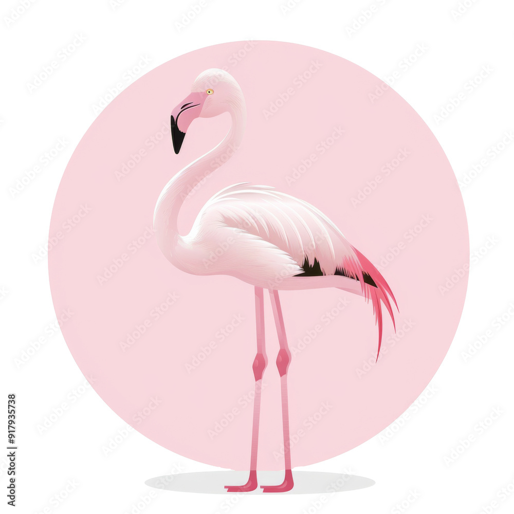 Fototapeta premium Elegant Pink Flamingo Standing Gracefully with Soft Pink Backdrop