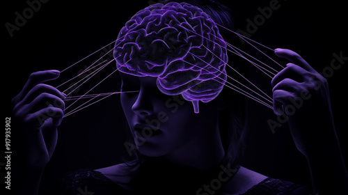 Mind Control Concept with Brain and Puppet Strings