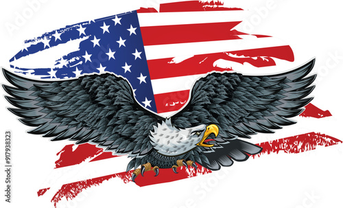 American eagle with USA flags