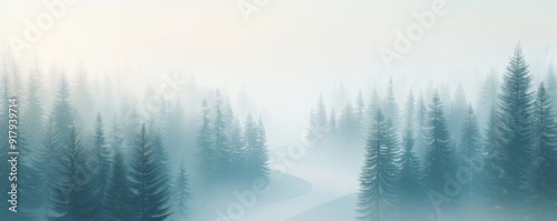 Misty Forest Road at Dawn - Tranquil Nature Landscape with Fog