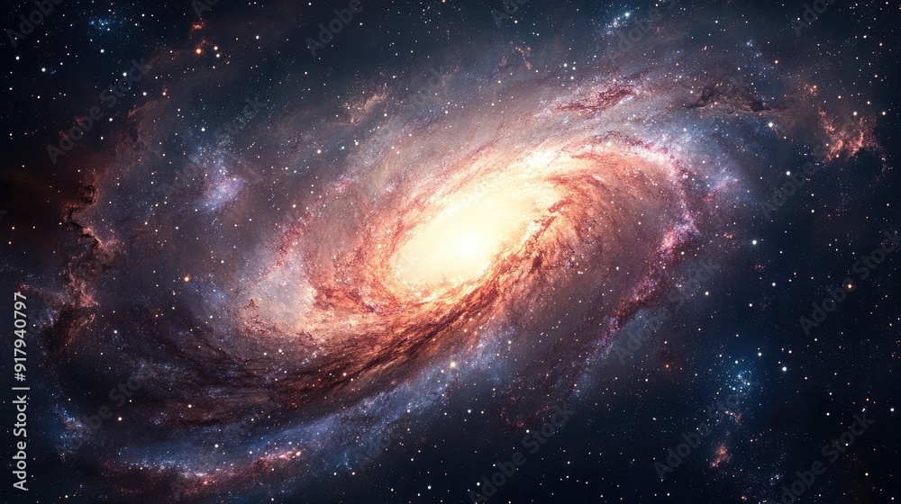 A stunning image of a distant galaxy, with swirling stars and cosmic dust creating a breathtaking space scene. A stunning image of a distant galaxy, with swirling stars and cosmic dust creating a breathtaking space scene.