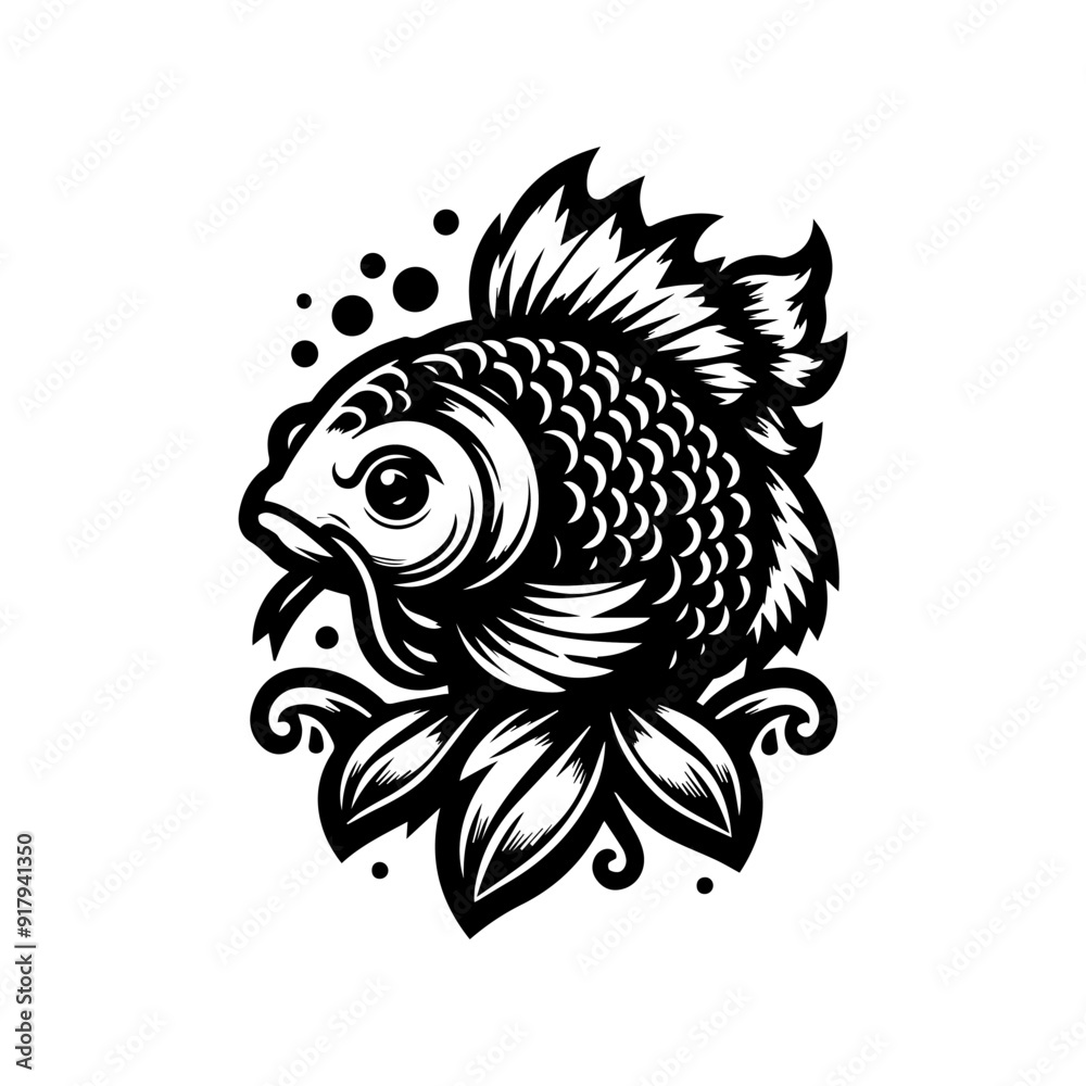 Fototapeta premium koi fish logo design, black koi fish logo vector illustration