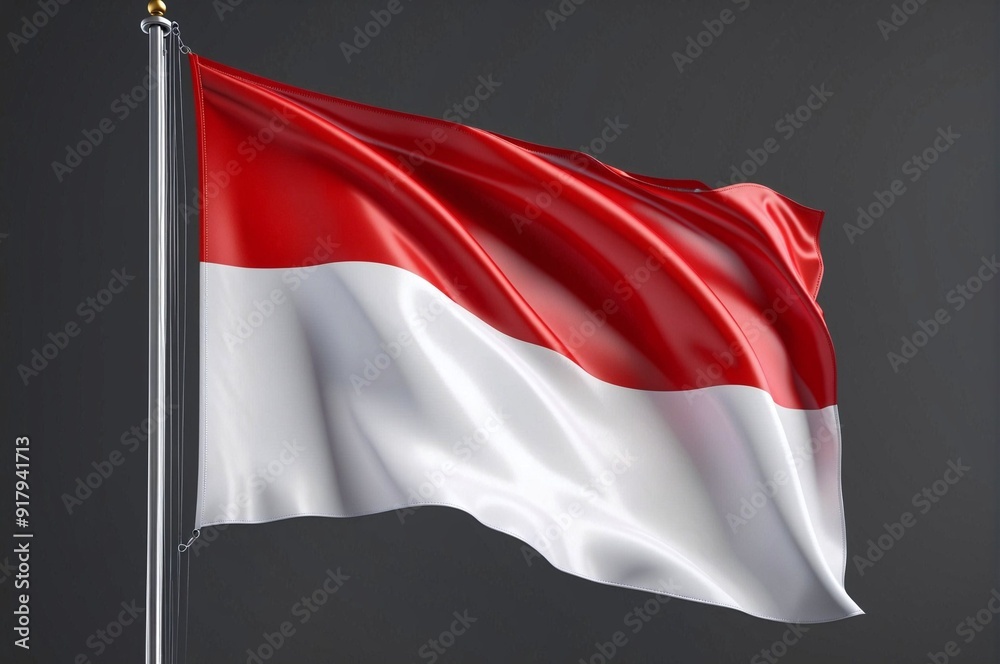Naklejka premium A red and white flag with a white stripe