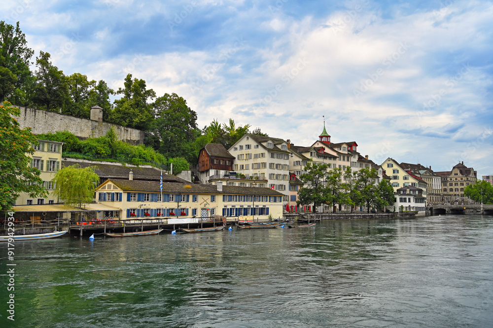 Lindenhof and Limmet river old town Zurich Switzerland Lindenhof and Limmet river old town Zurich Switzerland