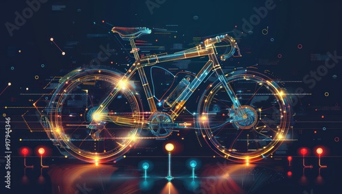 Digital Bicycle Illustration: A Futuristic Vision of Cycling photo