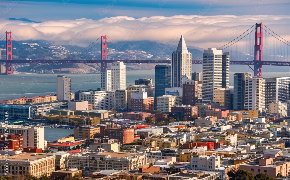 Naklejka premium San Francisco, California, USA Skyline.