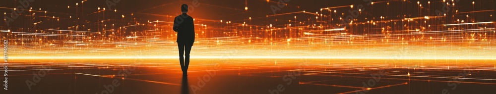 A Trailblazer's Journey: The Art of Optimization with a Silhouette Walking Towards a Bright, Glowing Orange Future in the Realm of Feedforward Neural Networks