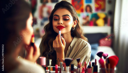 woman doing make-up