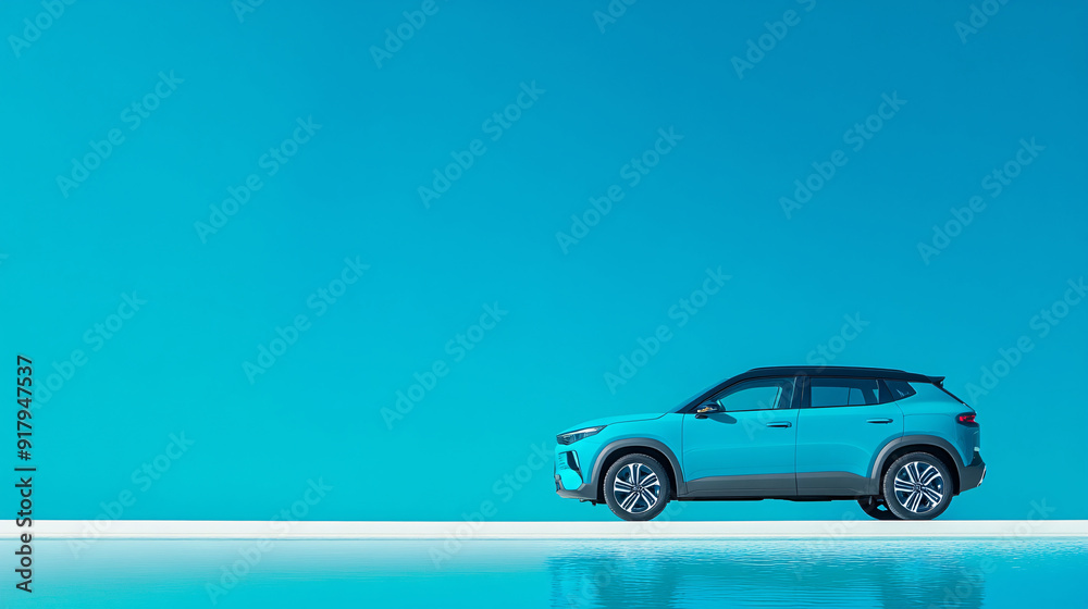 3D car new energy concept tram car insurance model financial illustration 3D car new energy concept tram car insurance model financial illustration