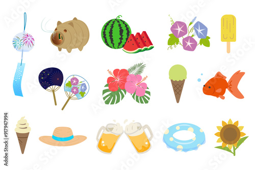 サマーアイコンセット（主線なし）