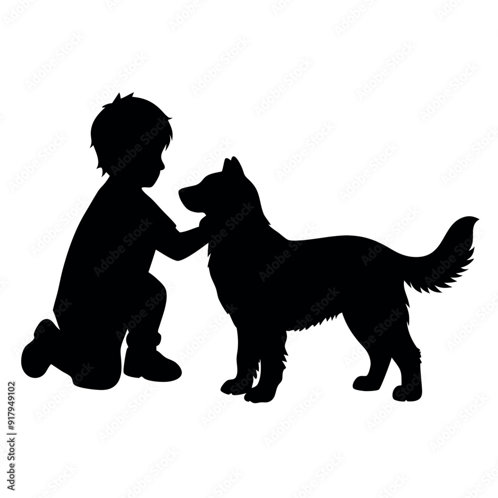custom made wallpaper toronto digitala boy with his dog are playing vector silhouette