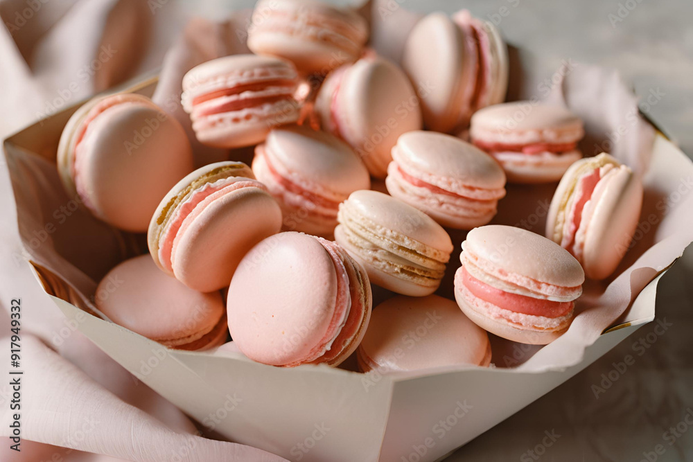 Fototapeta premium an assortment of pink macarons