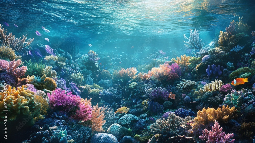 Fototapeta premium The beauty of the tropical undersea world, with a dynamic ecosystem of coral reefs and diverse marine life.