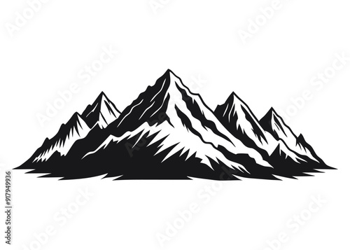 mountain silhouettes white background Vector photo