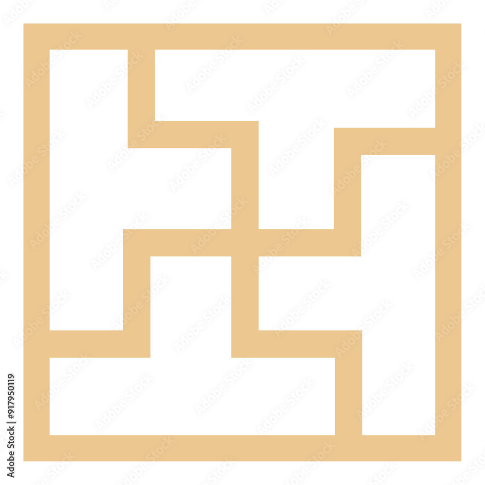 Obraz premium アジアン風の窓枠や家具に使われる文様・装飾のイラスト素材 ベクター