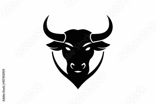 Retro vintage minimalist bull logo on black