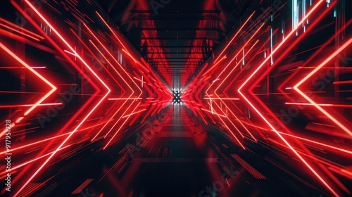 Abstract red light arrows speed futuristic on dark background