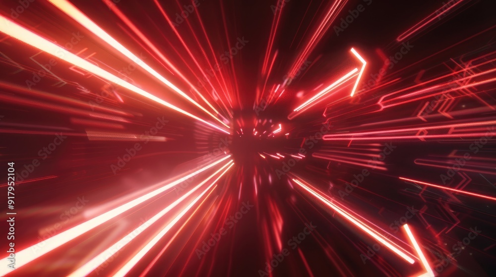 Obraz premium Abstract red light arrows speed futuristic on dark background