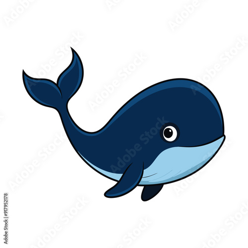 Vector cartoon illustrations of  whale on a white background.