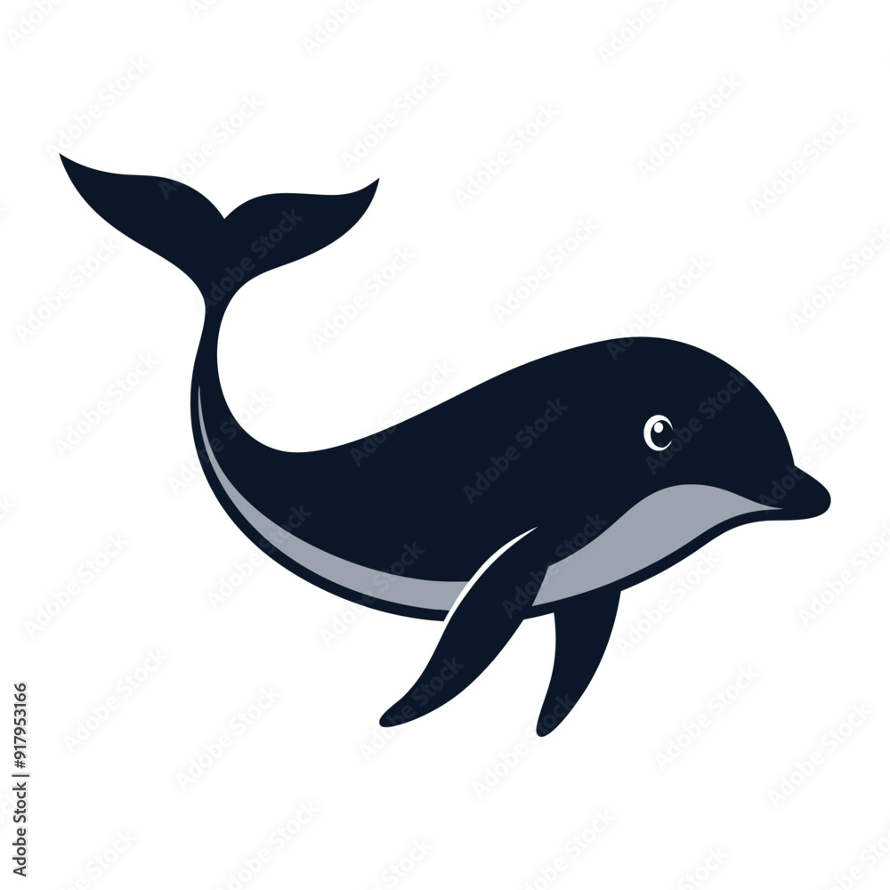 Fototapeta premium Whale icon of cartoon type. Isolated vector sign symbol. 