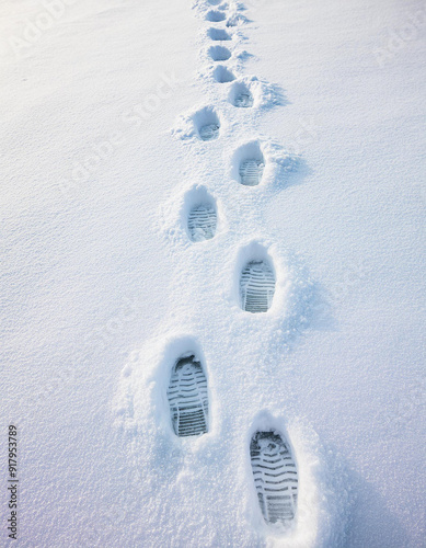Traces de pas dans la neige