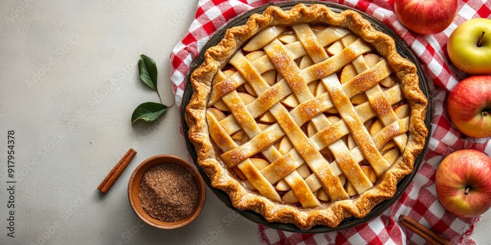 Homemade Apple Pie with Lattice Crust and Apples Homemade Apple Pie with Lattice Crust and Apples