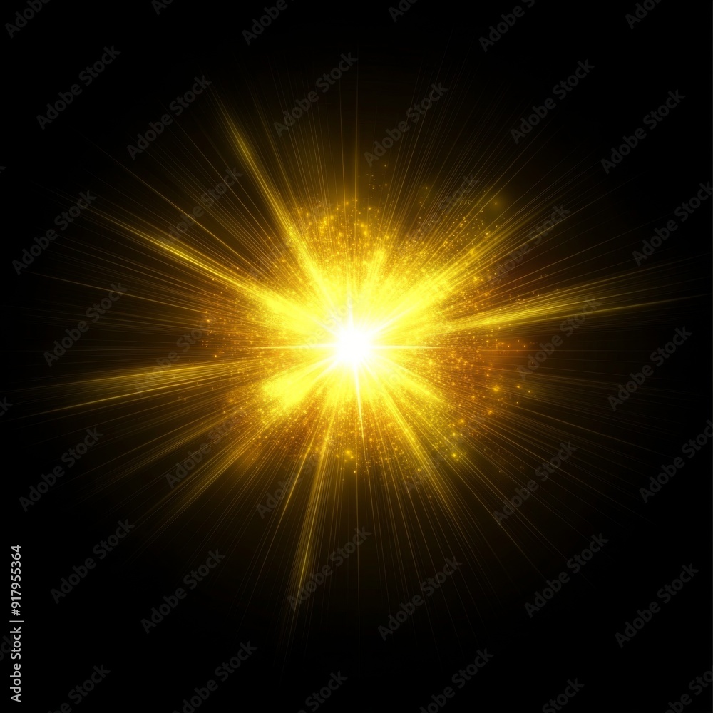 Dynamic Cosmic Eruption: A Vibrant Yellow Celestial Explosion on a Black Background with Glittering Golden Solar Flares, Digital Lens Flares, and Color-Balanced Beams. Dynamic Cosmic Eruption: A Vibrant Yellow Celestial Explosion on a Black Background with Glittering Golden Solar Flares, Digital Lens Flares, and Color-Balanced Beams.
