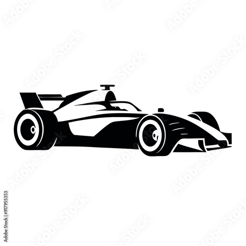 a fast speed racing car vector silhouette, isolated white background