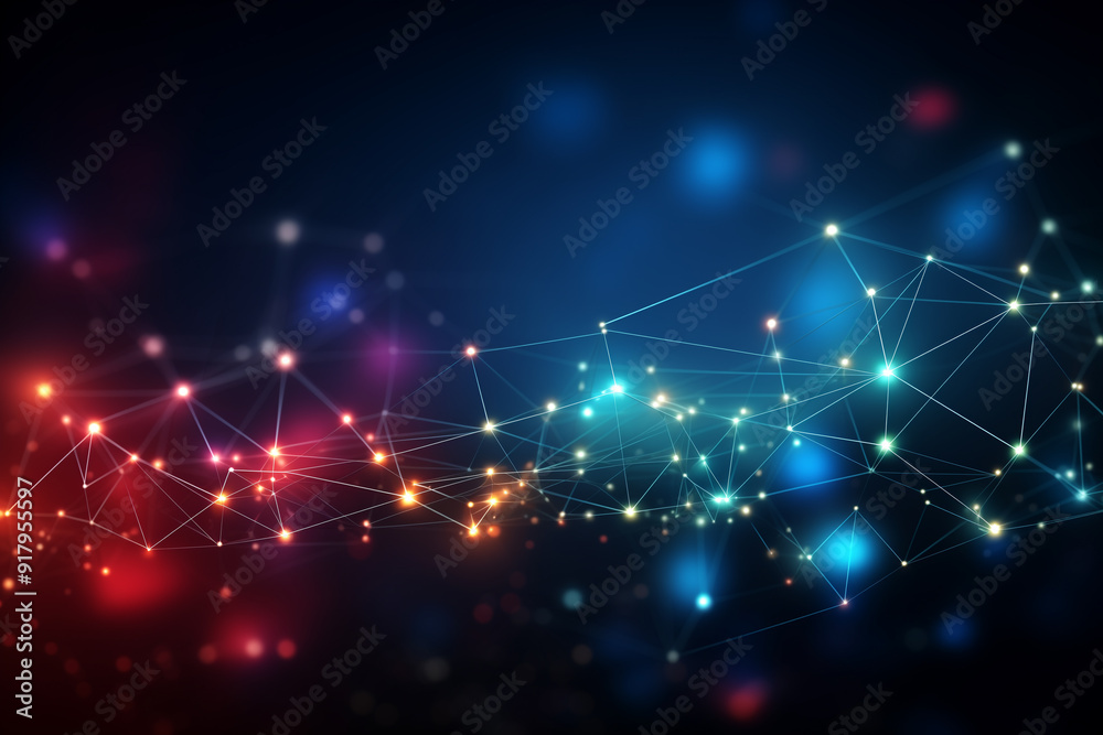 Obraz premium Abstract technology mesh digital line electronic network data innovation concept background.