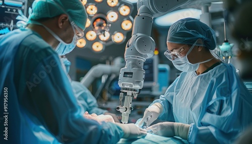 Wallpaper Mural Surgeons are using a modern medical robot to perform surgery on a patient Torontodigital.ca