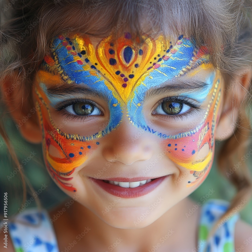 Little Girl Enjoys Halloween Face Painting Little Girl Enjoys Halloween Face Painting