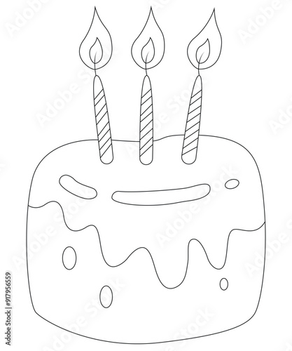 Cute Cake coloring page for kids and adults  photo